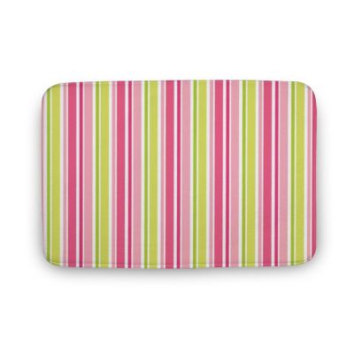 Luxury Elegant Bathroom Rugs, Stylish Hot Pink Lime Green Stripes Bath Mat Non Slip & Absorbent Bath Carpet for Bathroom (16 x 24inch)
