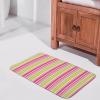 Luxury Elegant Bathroom Rugs, Stylish Hot Pink Lime Green Stripes Bath Mat Non Slip & Absorbent Bath Carpet for Bathroom (16 x 24inch) view 2