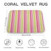 Luxury Elegant Bathroom Rugs, Stylish Hot Pink Lime Green Stripes Bath Mat Non Slip & Absorbent Bath Carpet for Bathroom (16 x 24inch) view 3