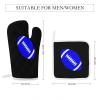 4Pcs Oven Mitts and Pot Holders, Blue and Black Football Heat Resistant Oven Mitts Gloves Set Kitchen Hot Pads for Cooking Grill view 2