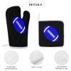4Pcs Oven Mitts and Pot Holders, Blue and Black Football Heat Resistant Oven Mitts Gloves Set Kitchen Hot Pads for Cooking Grill view 4