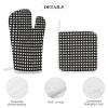 4Pcs Oven Mitts and Pot Holders, Black Gingham Heat Resistant Oven Mitts Gloves Set Kitchen Hot Pads for Cooking Grill view 4