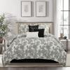 Grand Avenue Black and White Comforter Set Queen Size, 7 Piece Clip Jacquard Floral Bedding Set, All Season Comforters, Bedskirt, Pillows & Shams view 1