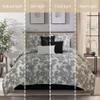 Grand Avenue Black and White Comforter Set Queen Size, 7 Piece Clip Jacquard Floral Bedding Set, All Season Comforters, Bedskirt, Pillows & Shams view 4