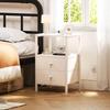 KAI-ROAD White Nightstands Set of 2 with Charging Station, Bedroom Night Stand Set 2 Small Night Stands with Drawers and Shelf Storage End Table Dorm Bedside Table Modern view 2