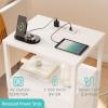 KAI-ROAD White Nightstands Set of 2 with Charging Station, Bedroom Night Stand Set 2 Small Night Stands with Drawers and Shelf Storage End Table Dorm Bedside Table Modern view 4