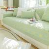 vctops Soft Cotton Sofa Cover Farmhouse Floral Embroidered Sectional Couch Cover Non Slip Sofa Slipcovers Furniture Protector for Kids Dog Pet, 1 Piece/Not All Set (Green,35"x63") view 1