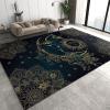 ELLECO Black Gold Star Moon Mandala Area Rugs, Boho Sun Moon and Stars Indoor Non-Slip Kids Rug, Upholstery Rug with Non-Slip Backing for Kids Boys Girls Bedroom Living Room Dining Room Study 5ftx8ft view 1