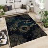 ELLECO Black Gold Star Moon Mandala Area Rugs, Boho Sun Moon and Stars Indoor Non-Slip Kids Rug, Upholstery Rug with Non-Slip Backing for Kids Boys Girls Bedroom Living Room Dining Room Study 5ftx8ft view 3