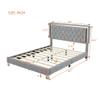 Aiuyesuo Queen Size Upholstered Platform Bed with LED Lights,Modern Velvet Platform Bed with Crystal Tufted Headboard, Solid Wood Platform Bed Frame with Strong Slats and Metal Legs (Gray-P01A) view 2