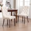 Eifizek Velvet Dining Chairs Set of 2, Tufted Dining Room Chairs with Nailhead Ring Pull Trim, Upholstered Dining Chairs with Solid Wood Legs for Kitchen Dining Room (Beige) view 2