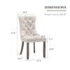 Eifizek Velvet Dining Chairs Set of 2, Tufted Dining Room Chairs with Nailhead Ring Pull Trim, Upholstered Dining Chairs with Solid Wood Legs for Kitchen Dining Room (Beige) view 3