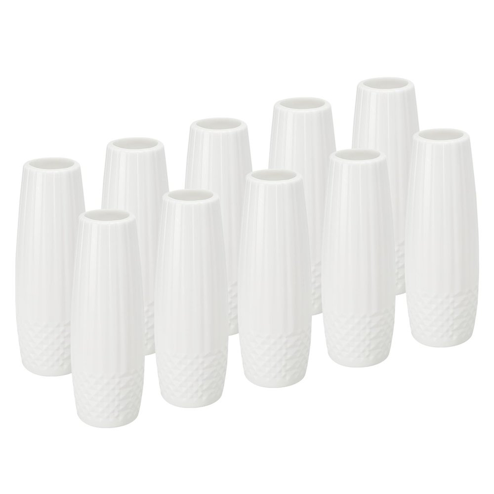 PATIKIL Flower Vase, 10 Pack Plastic Unbreakable Bud Vase Small Tall Floral Vases Ceramic Look Table Centerpieces for Home Room Decor, White
