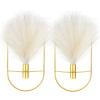 Peryiter 2 Pcs Boho Wall Decor Metal Gold Wall Art Hanging Planters with Artificial Pampas Modern Home Decor Display Art for Living Room Bedroom Bathroom(Oval) view 1