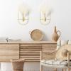 Peryiter 2 Pcs Boho Wall Decor Metal Gold Wall Art Hanging Planters with Artificial Pampas Modern Home Decor Display Art for Living Room Bedroom Bathroom(Oval) view 4