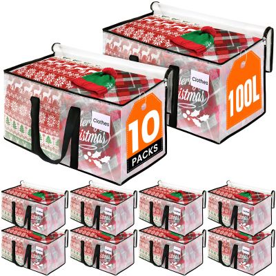 RoomHacks Clear Heavy Duty Extra Large Moving Bags, Reinforced Handle and Double Zipper, Storage Bags Alternative to Moving Box (10 Packs)