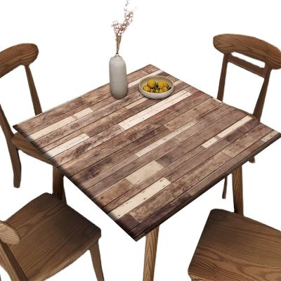 igoga sports Farmhouse Style Fitted Table Cover for Square Tables, Wood Grain Elastic Tablecloth for Indoors Outdoors Party Dining Home Picnic 48x48 in