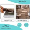igoga sports Farmhouse Style Fitted Table Cover for Square Tables, Wood Grain Elastic Tablecloth for Indoors Outdoors Party Dining Home Picnic 48x48 in view 3