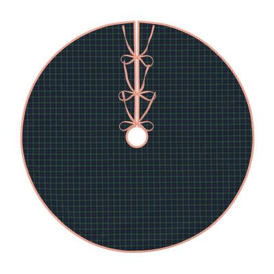Christmas Tree Skirt 48" Clan Rose Hunting Tartan Linen Xmas Tree Skirt for Holiday Party Christmas Tree Mat Decorations Indoor Outdoor