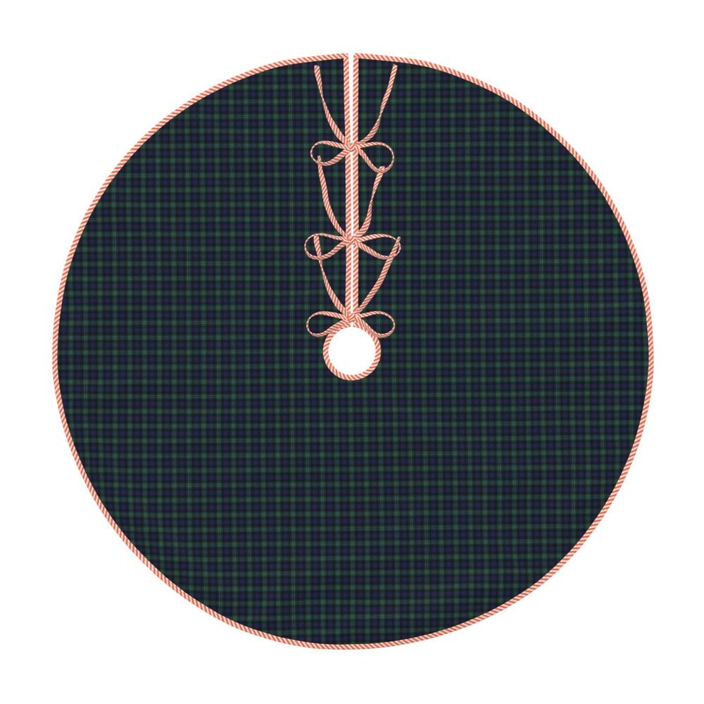 Christmas Tree Skirt 48" Clan Rose Hunting Tartan Linen Xmas Tree Skirt for Holiday Party Christmas Tree Mat Decorations Indoor Outdoor