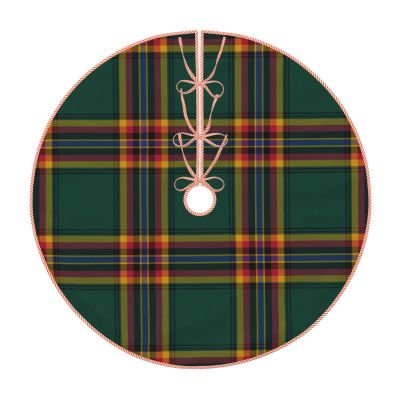 Christmas Tree Skirt 48" Clan Moran Tartan Pattern Irish Plaid Linen Xmas Tree Skirt for Holiday Party Christmas Tree Mat Decorations Indoor Outdoor