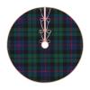 Christmas Tree Skirt 48" Clan Morrison Green and Blue Scottish Tartan Linen Xmas Tree Skirt for Holiday Party Christmas Tree Mat Decorations Indoor Outdoor view 1