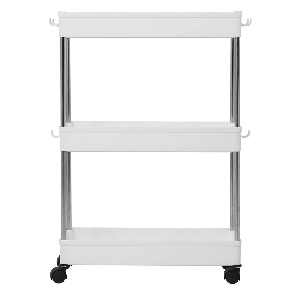 QANYEGN Storage Cart, Multilayer Slim Storage Cart, Mobile Sheing it for Kitchen Bathroom Ladry(3 Tiers)