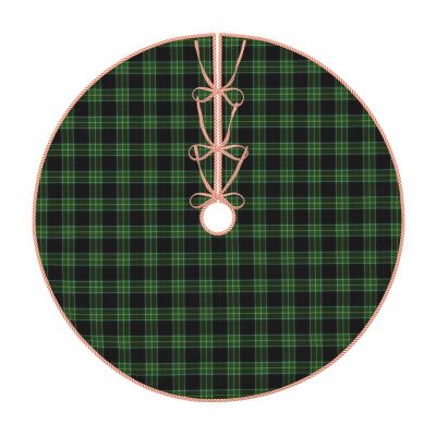 Christmas Tree Skirt 36" Clan Malone Tartan Green and Black Irish Plaid Linen Xmas Tree Skirt for Holiday Party Christmas Tree Mat Decorations Indoor Outdoor