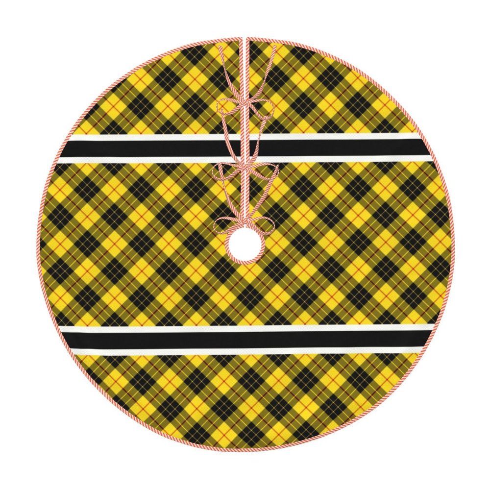 Christmas Tree Skirt 48" Clan MacLeod Tartan Linen Xmas Tree Skirt for Holiday Party Christmas Tree Mat Decorations Indoor Outdoor