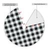 30" Christmas Tree Skirt Black and White Grid Christmas Tree Decorations Waterproof Xmas Tree Mat with Pom Pom Trim for Holiday Christmas Party Rustic Farmhouse Decorations view 4