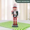 Garneck Wooden Nutcracker Figurine 9.8 Inch Christmas Nutcracker Soldier Ornament Red White Traditional Figure Xmas Statue for Holiday Home Decor Shelf Table Fireplace view 3