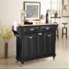 Cambridge Mobile Kitchen Island on Wheels with Storage and Wood top, Rolling Island with Spice Rack and Towel Holder, L60.5 x W18.13 x H36.75IN Island Table for Kitchen, (Black) view 1