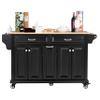 Cambridge Mobile Kitchen Island on Wheels with Storage and Wood top, Rolling Island with Spice Rack and Towel Holder, L60.5 x W18.13 x H36.75IN Island Table for Kitchen, (Black) view 2