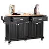 Cambridge Mobile Kitchen Island on Wheels with Storage and Wood top, Rolling Island with Spice Rack and Towel Holder, L60.5 x W18.13 x H36.75IN Island Table for Kitchen, (Black) view 3