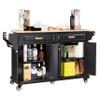 Cambridge Mobile Kitchen Island on Wheels with Storage and Wood top, Rolling Island with Spice Rack and Towel Holder, L60.5 x W18.13 x H36.75IN Island Table for Kitchen, (Black) view 4