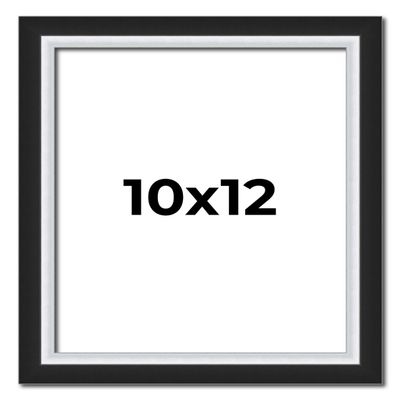 10x12 Frame Black & Silver Solid Wood Picture Frame Width 1.25 Inches | Interior Depth 0.75 Inches | Carter Contemporary Photo Frame Complete with UV Acrylic, Foam Board Backing & Hanging Hardware