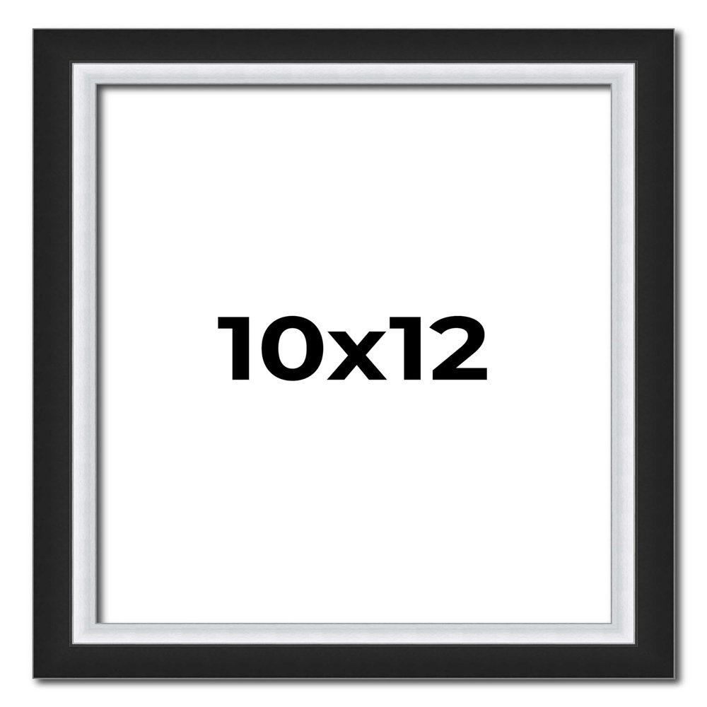 10x12 Frame Black & Silver Solid Wood Picture Frame Width 1.25 Inches | Interior Depth 0.75 Inches | Carter Contemporary Photo Frame Complete with UV Acrylic, Foam Board Backing & Hanging Hardware