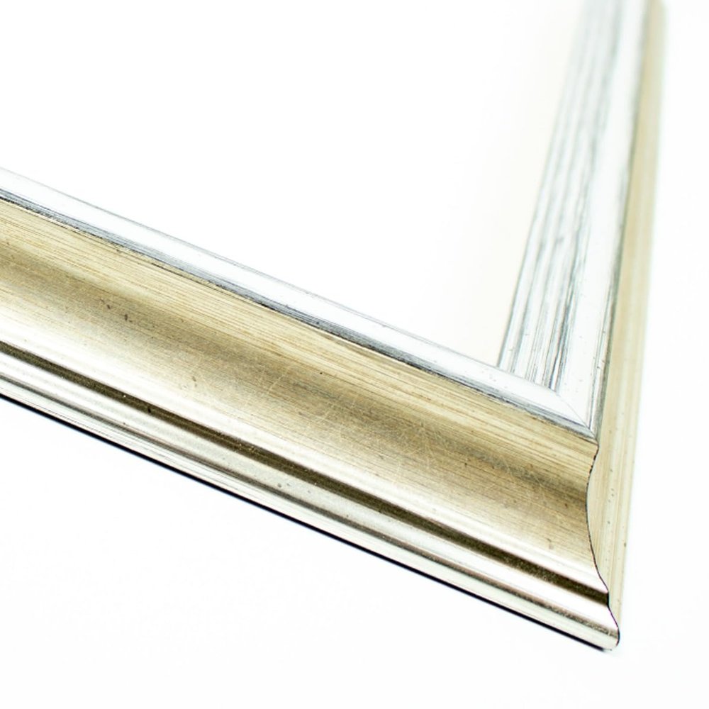 10x7 Frame Silver Solid Wood Picture Frame Width 1.375 Inches | Interior Frame Depth 0.75 Inches | Iliana Traditional Photo Frame Complete with UV Acrylic, Foam Board Backing & Hanging Hardware