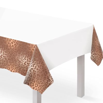 Amscan Elegant Table Cover, Premium Quality & Classy Design for Memorable Events, Rose Gold Leopard, 54" x 102", Pack of 6