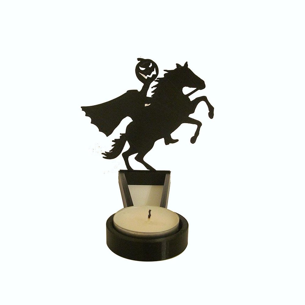 Halloween Candlestick,Horror Atmosphere Projection Candles Stands,Ghost Candle Holder,Holiday Theme Decorative Ornaments for Homes/Hotel,Table Decor (F)