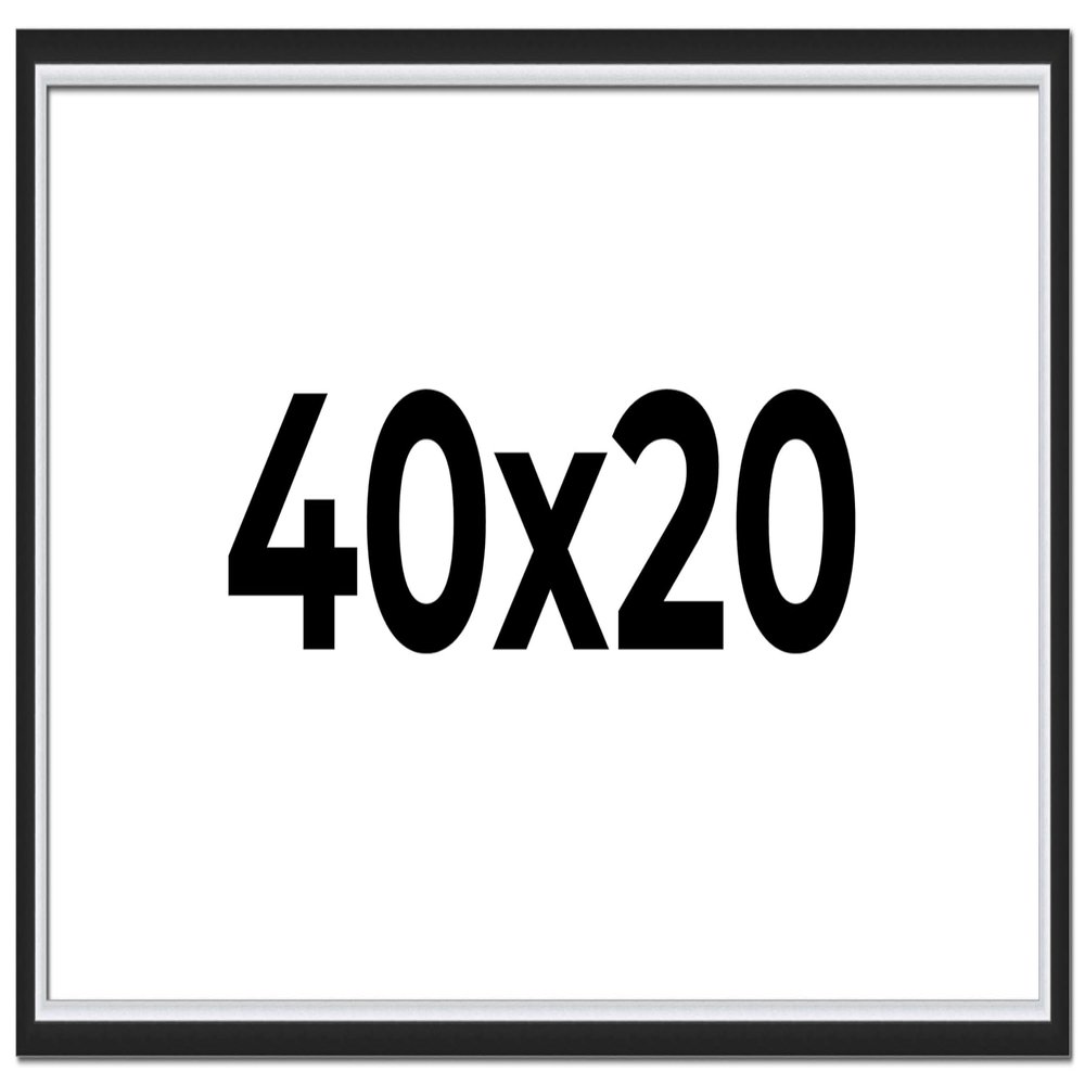40x20 Frame Black & Silver Solid Wood Picture Frame Width 1.25 Inches | Interior Depth 0.75 Inches | Carter Contemporary Photo Frame Complete with UV Acrylic, Foam Board Backing & Hanging Hardware