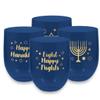 Stunning Blue Hanukkah Stemless Plastic Drinking Glasses - 15.2oz (Set of 6) | Perfect for Holiday Celebrations view 1
