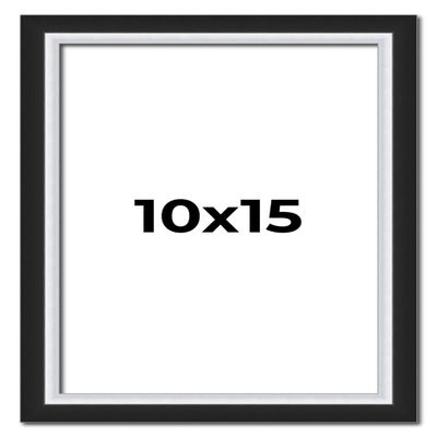 10x15 Frame Black & Silver Solid Wood Picture Frame Width 1.25 Inches | Interior Depth 0.75 Inches | Carter Contemporary Photo Frame Complete with UV Acrylic, Foam Board Backing & Hanging Hardware