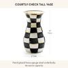MACKENZIE-CHILDS Tall Enamel Vase, Unique Flower Vase, Decorative Table Decor for Living Room, Black-and-White Courtly Check view 4