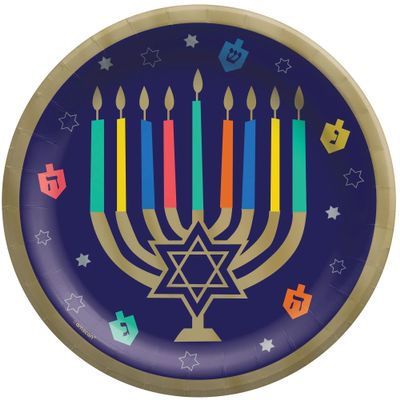 Hanukkah Joy Multicolor Disposable Paper Plates - 10" (Pack of 20) | Festive, Vibrant, Sturdy & Eco-Friendly - Perfect for Holiday Gatherings and Family Celebrations