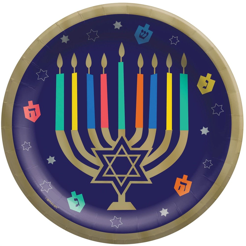 Hanukkah Joy Multicolor Disposable Paper Plates - 10" (Pack of 20) | Festive, Vibrant, Sturdy & Eco-Friendly - Perfect for Holiday Gatherings and Family Celebrations