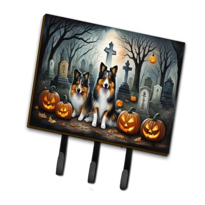 Caroline's Treasures Dogs Spooky Halloween Leash or Key Holder, Triple Hook, Sheltie 2053