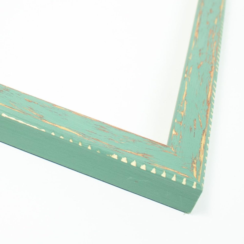 12x16 Frame Green Solid Wood Picture Frame Width 1.0625 Inches | Interior Frame Depth 0.75 Inches | Felton Distressed Photo Frame Complete with UV Acrylic, Foam Board Backing & Hanging Hardware
