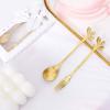 Efavormart Gold Metal Spoon & Fork Pre-Packed Wedding Favor Set With Leaf Shaped Handle, Bridal Shower Souvenir Gift Box - 5" view 1