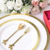 Efavormart Gold Metal Spoon & Fork Pre-Packed Wedding Favor Set With Leaf Shaped Handle, Bridal Shower Souvenir Gift Box - 5" view 2